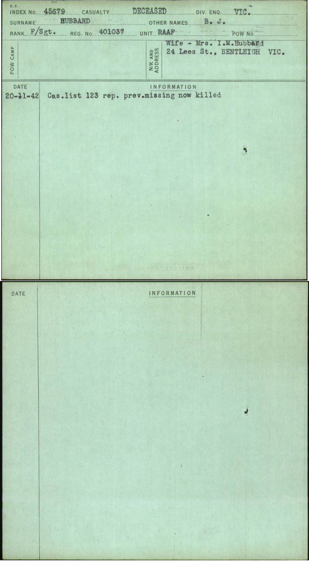 Hubbard, B J, 401037