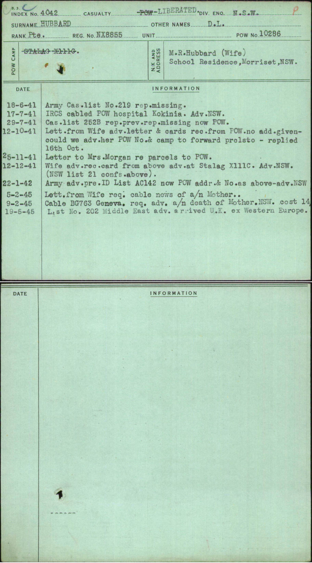 Hubbard, D L, NX8855