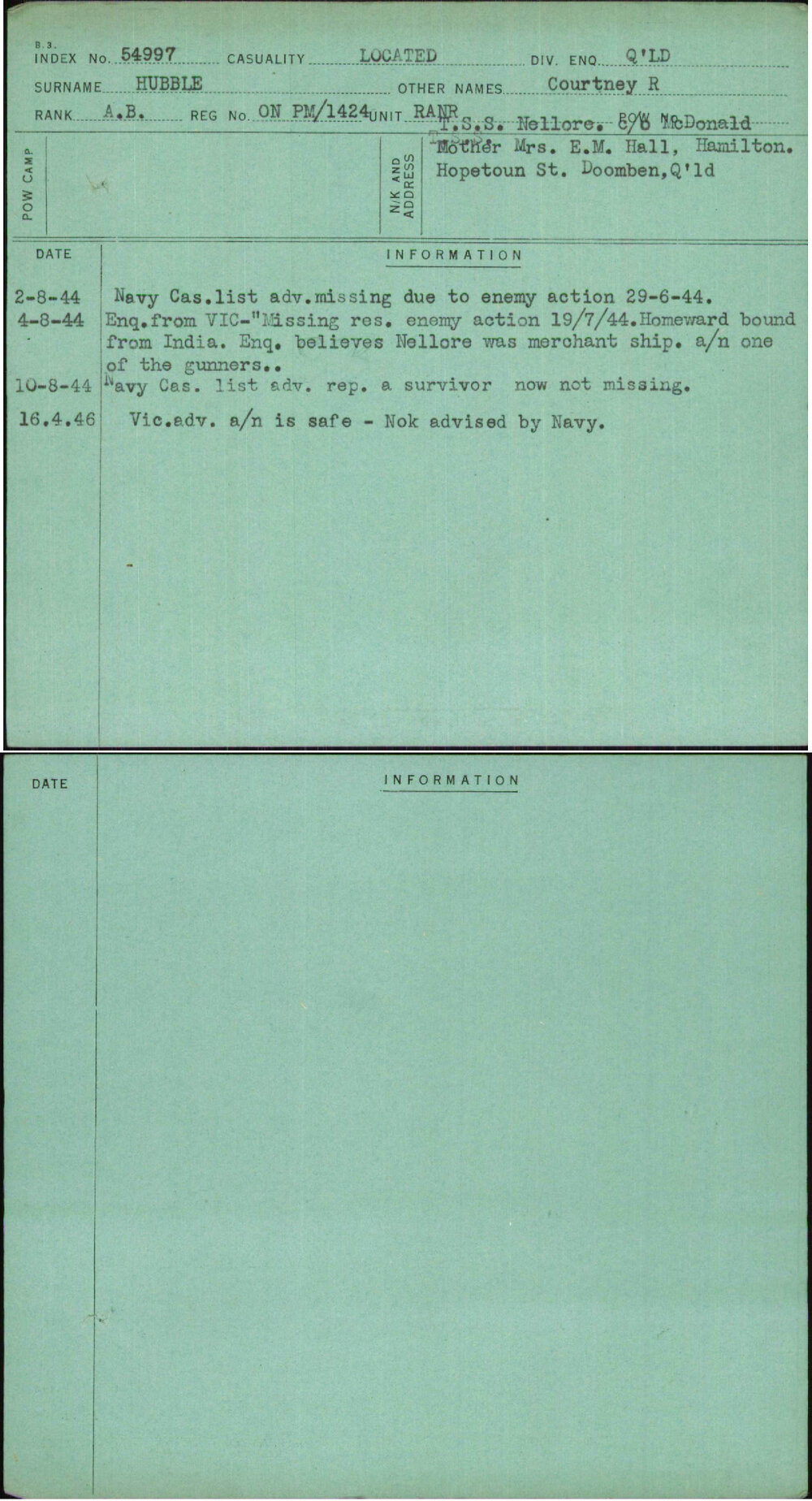 Hubble, Courtney R, Onpm-1424