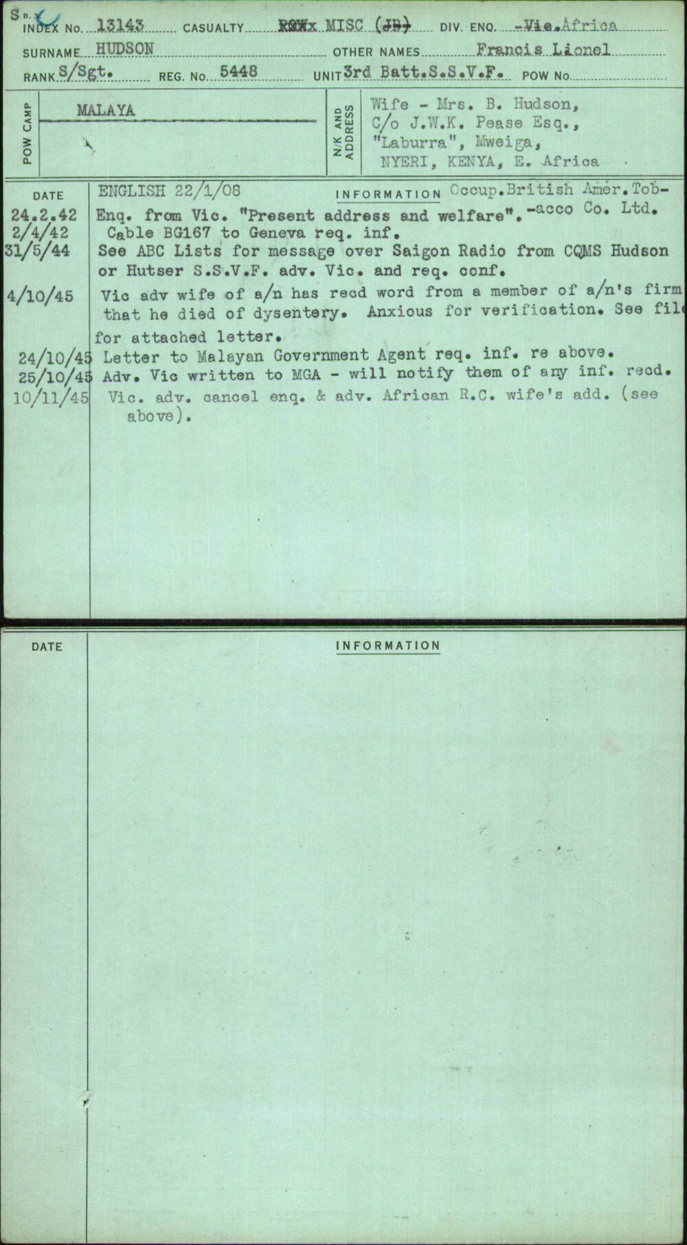 Hudson, Francis Lionel, 5448