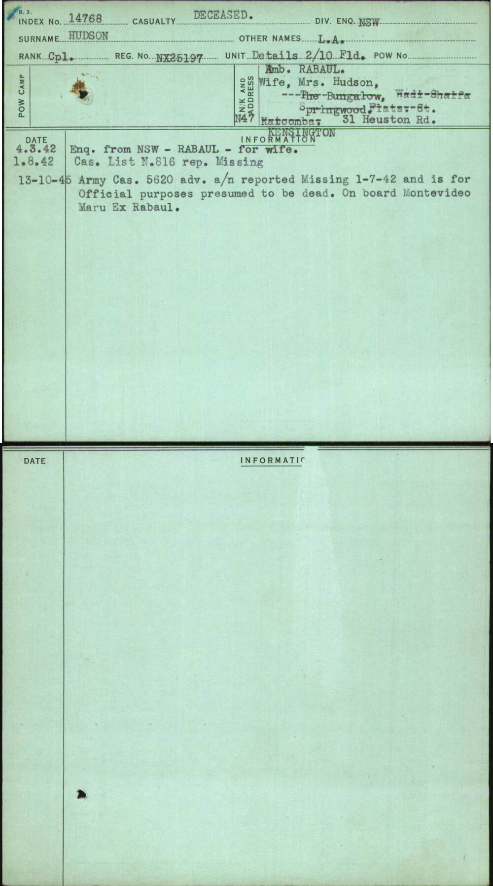 Hudson, L A, NX25197