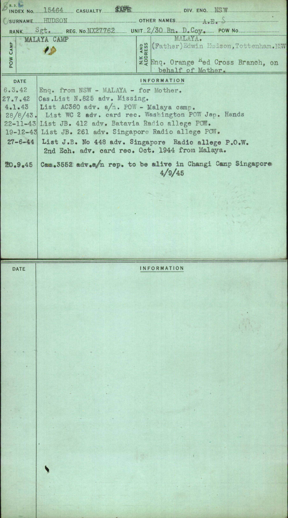 Hudson, A E, NX27762