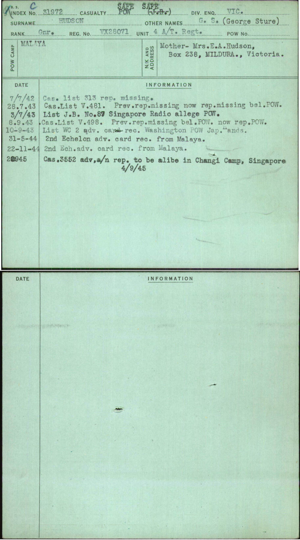Hudson, G S (George Sture), VX28071