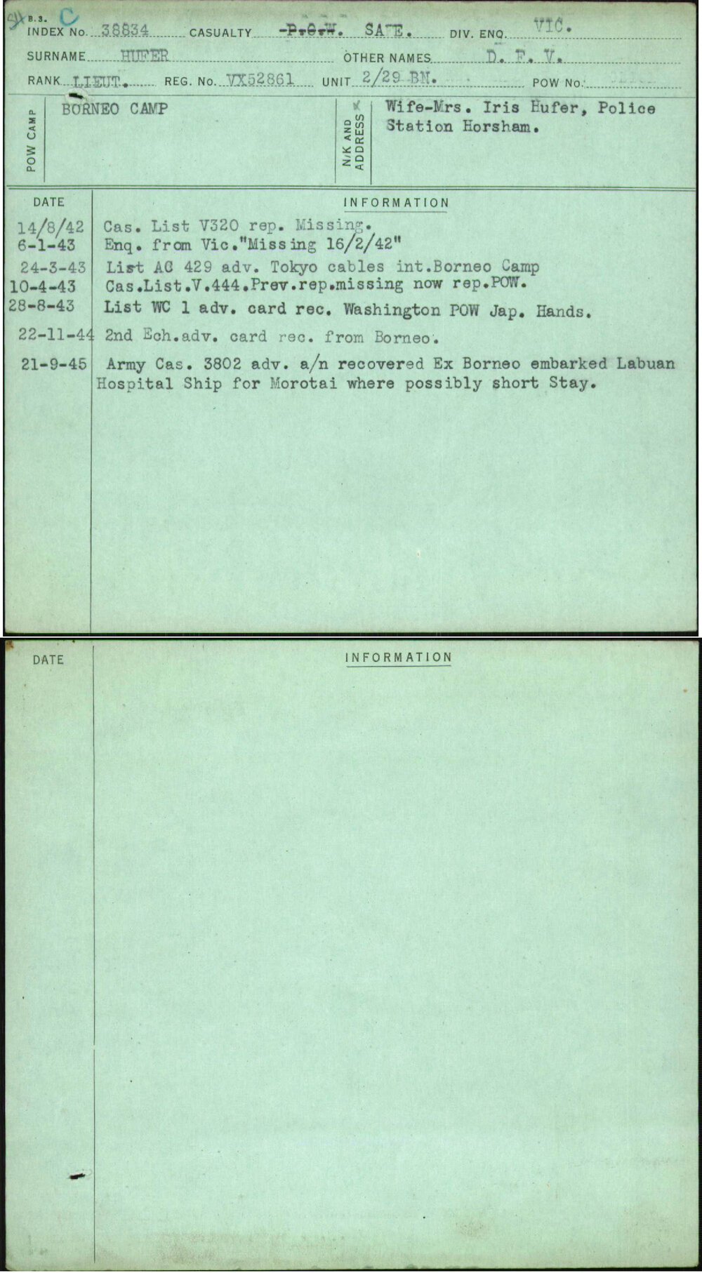 Hufer, D F V, VX52861