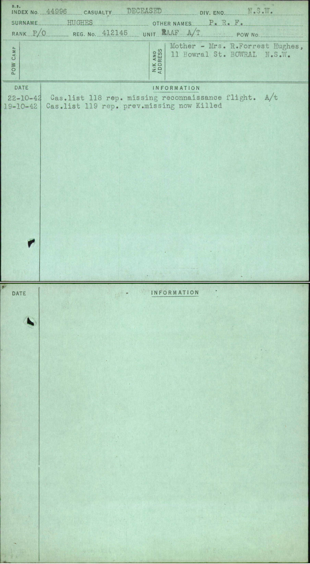 Hughes, P R F, 412145