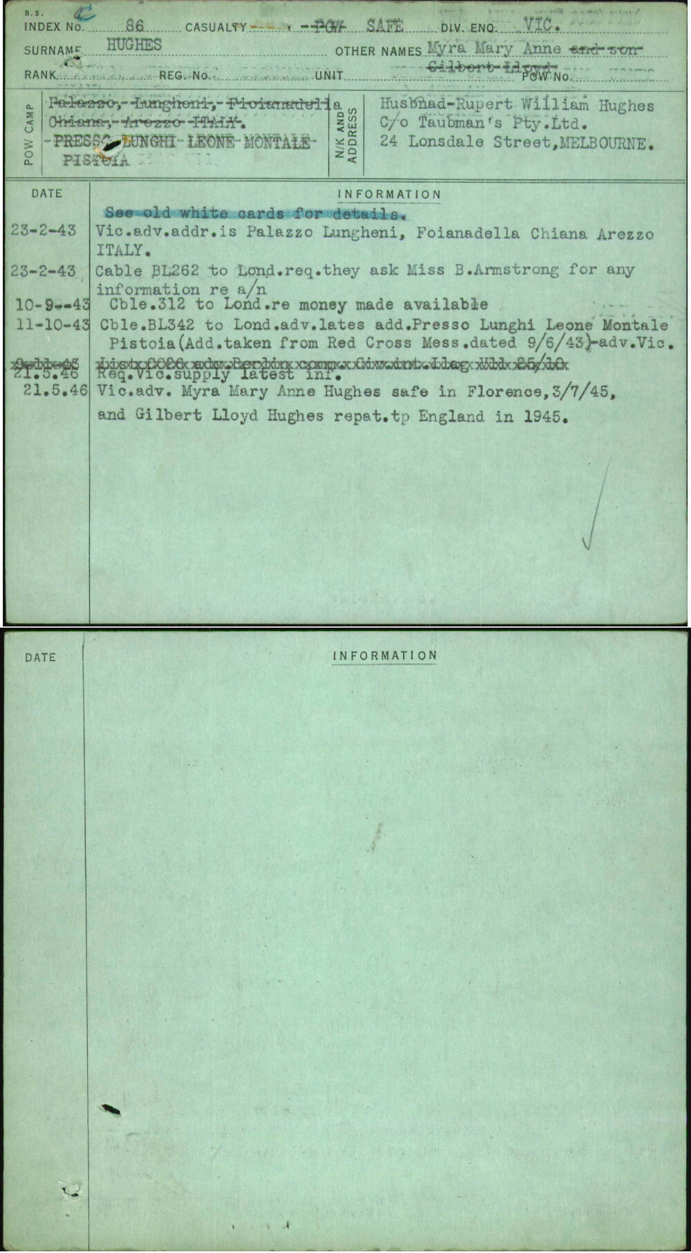 Hughes, Myra Mary Anne, [No Service Number]