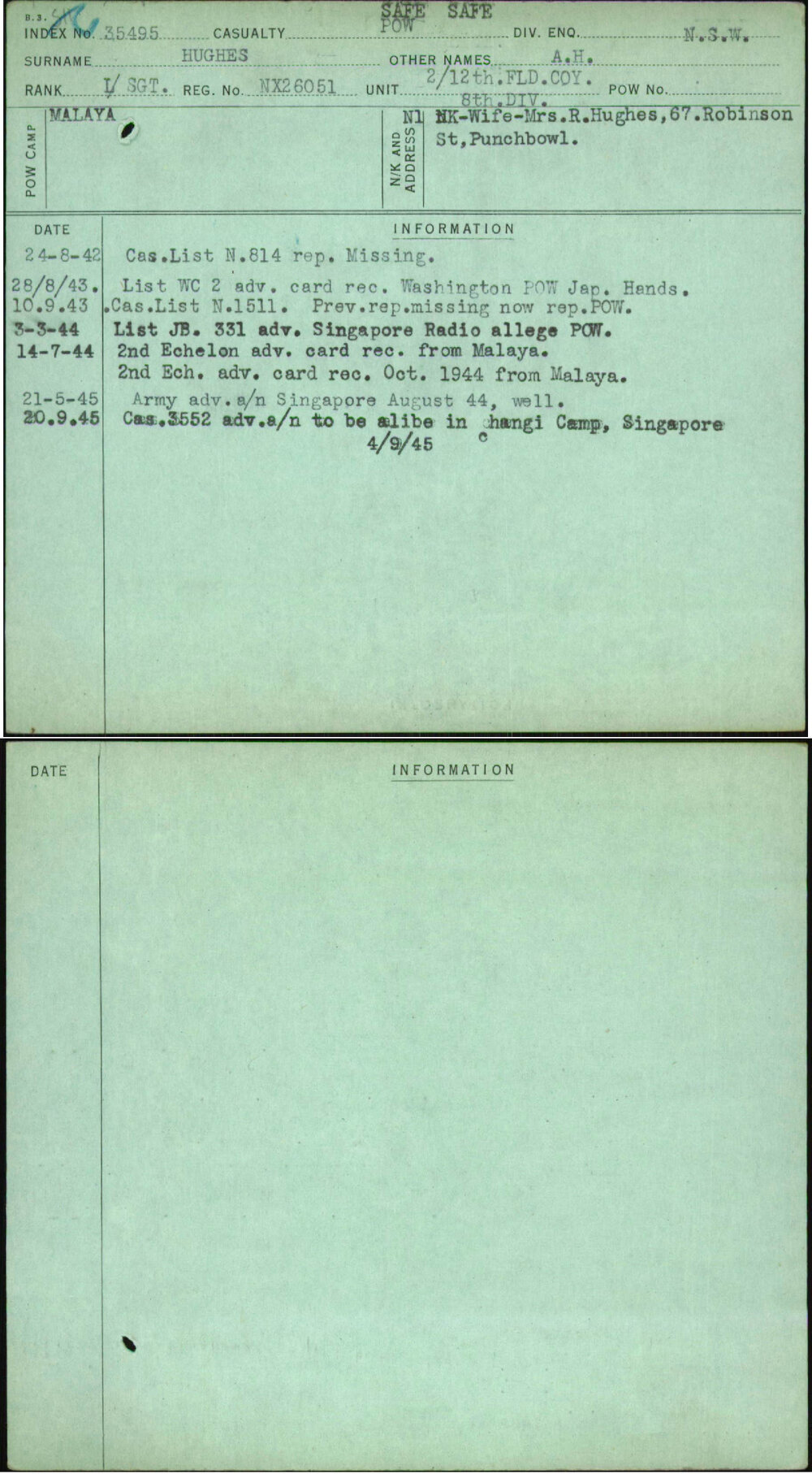 Hughes, A H, NX26051