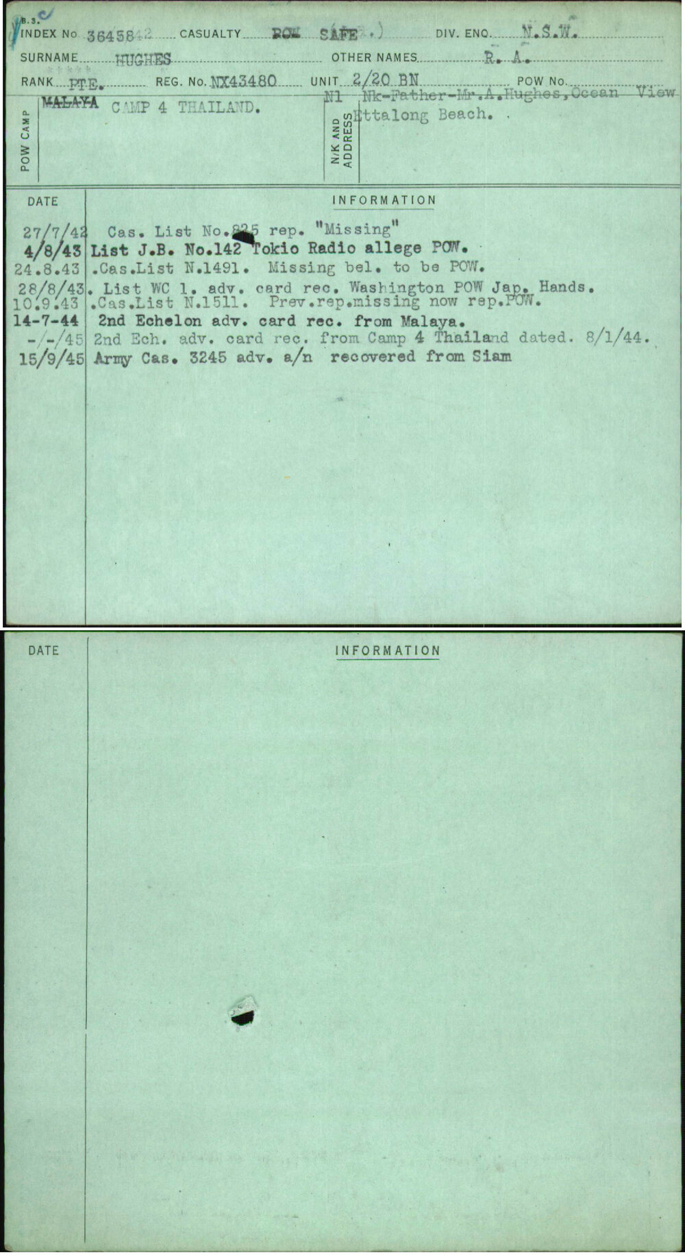 Hughes, R A, NX43480