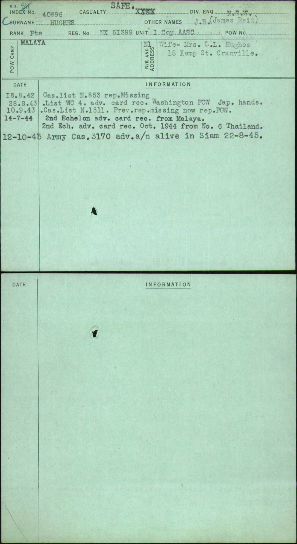 Hughes, J R (James Reid), NX51399