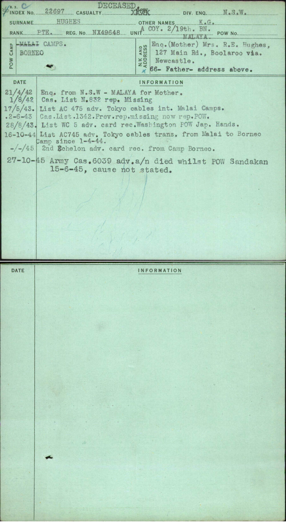 Hughes, K G, NX49648