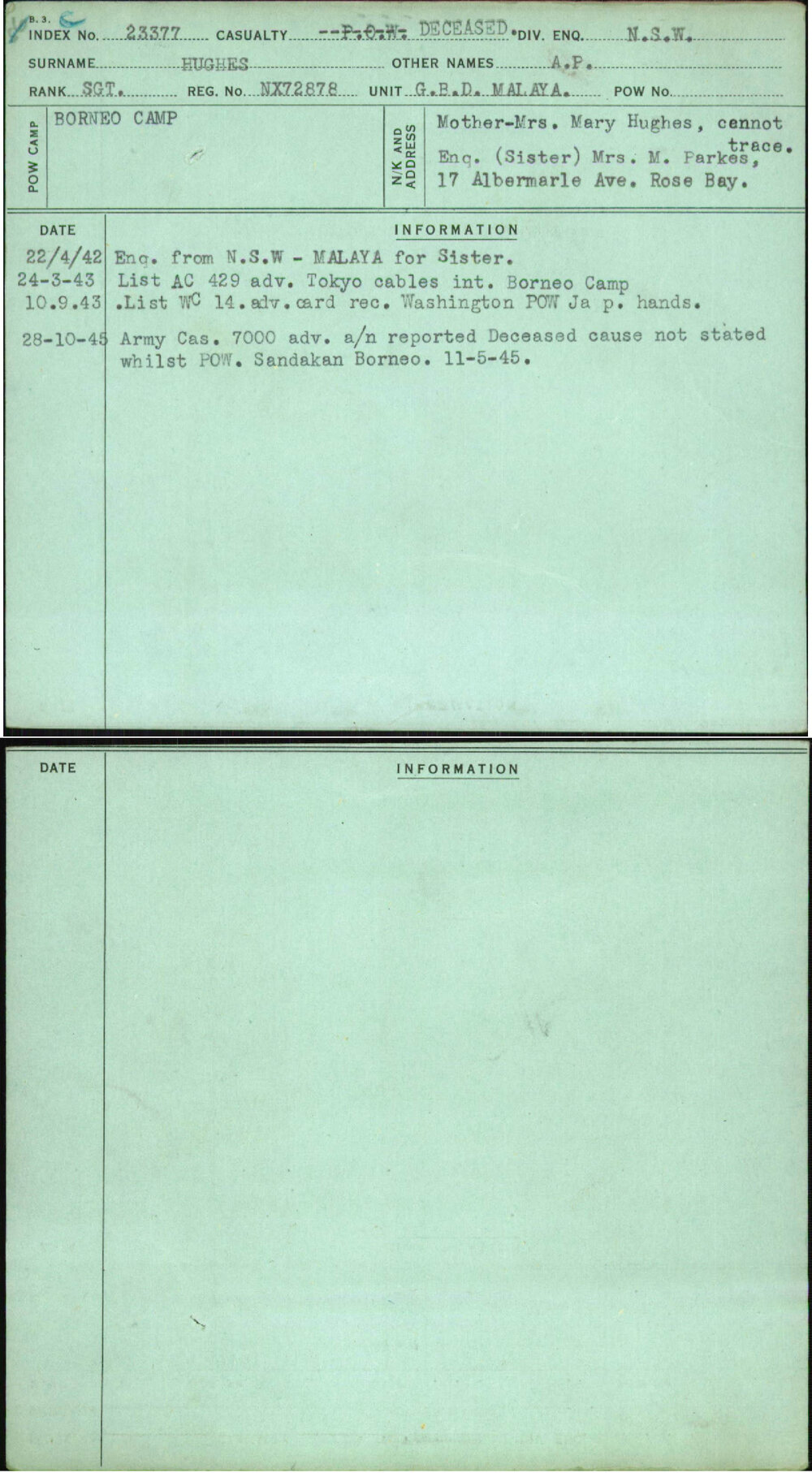 Hughes, A P, NX72878