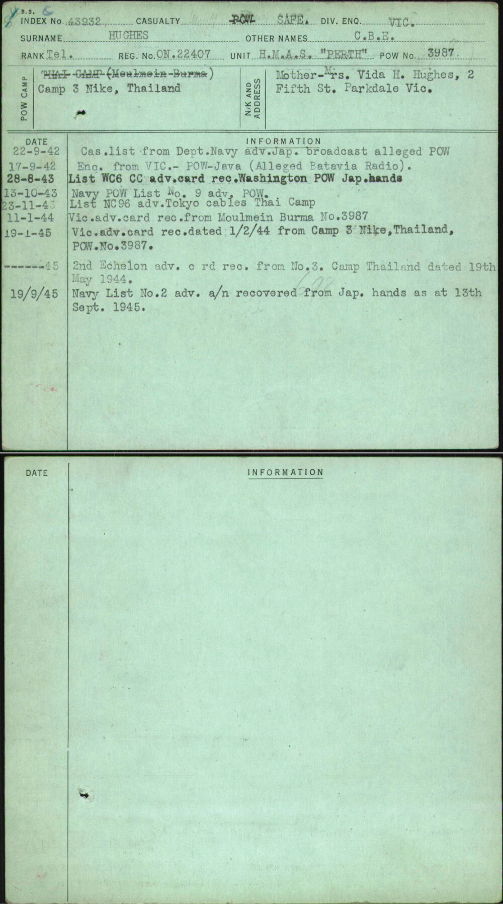 Hughes, C B E, On22407