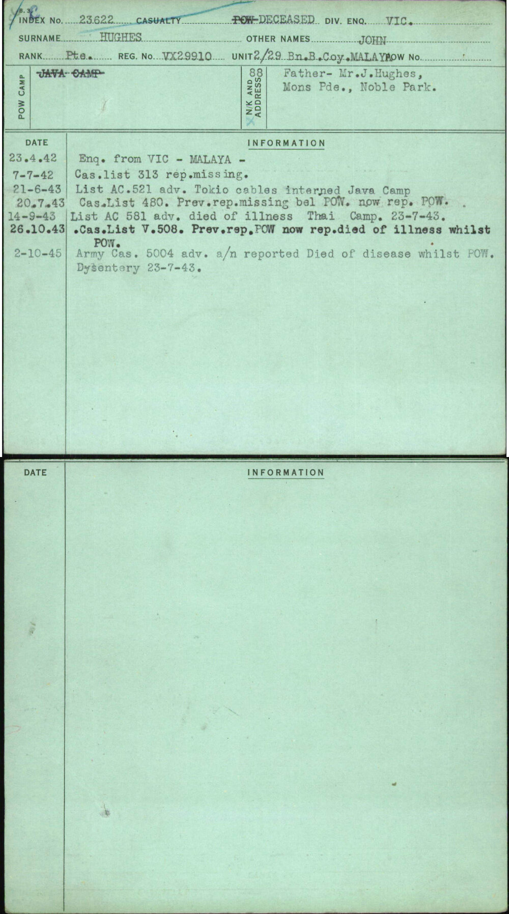 Hughes, John, VX29910