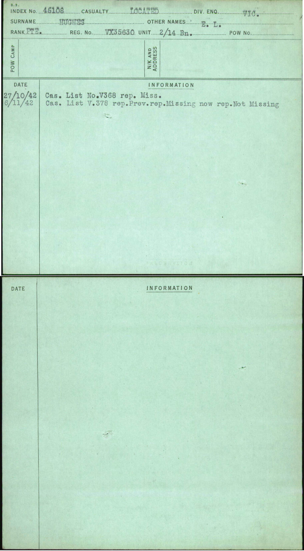 Hughes, E L, VX35630