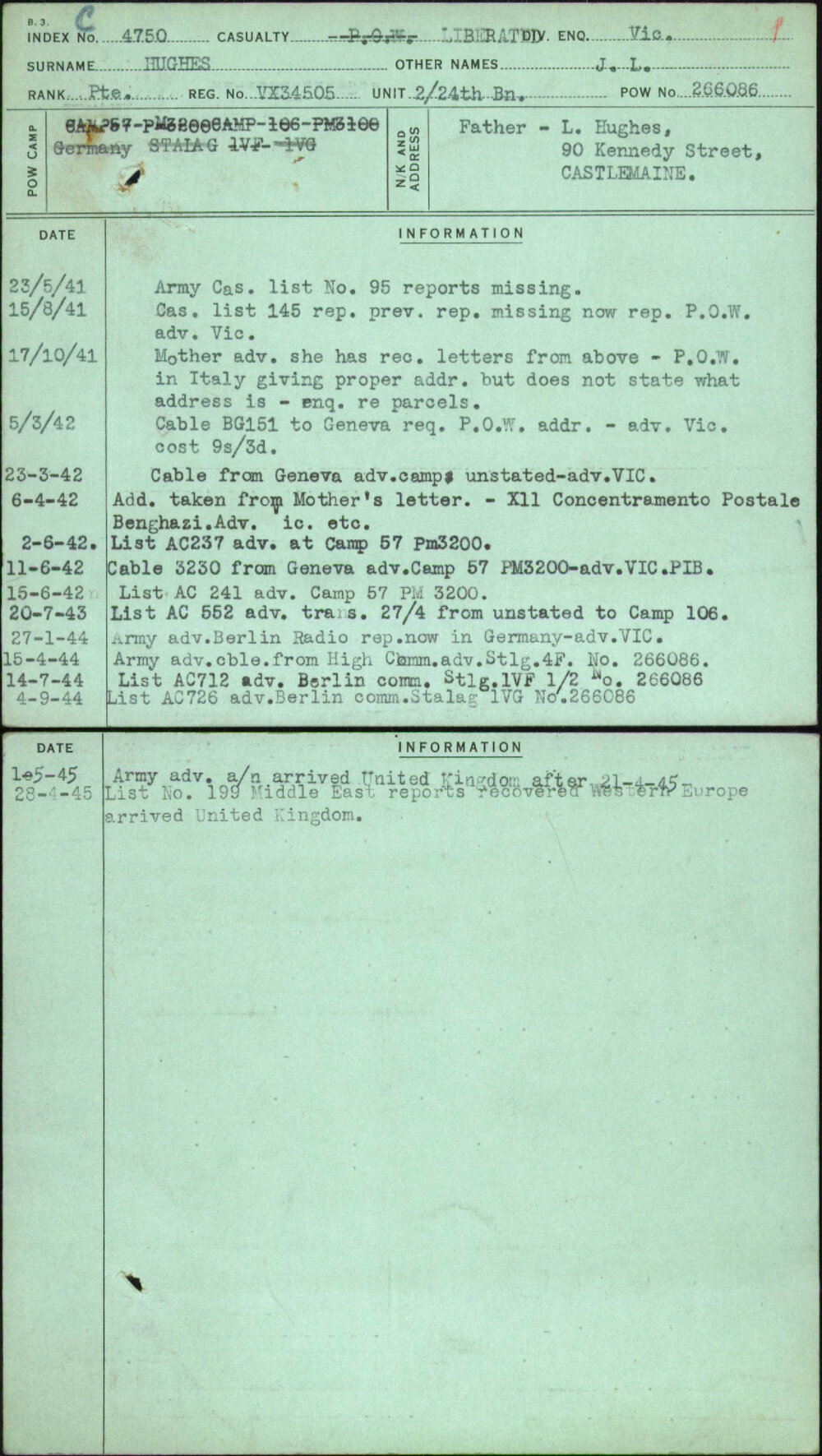 Hughes, J L, VX34505