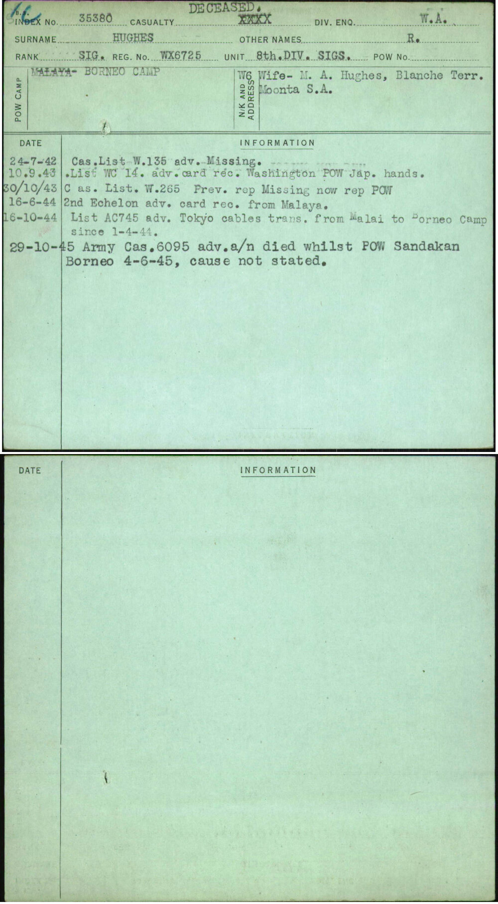 Hughes, R, WX6725