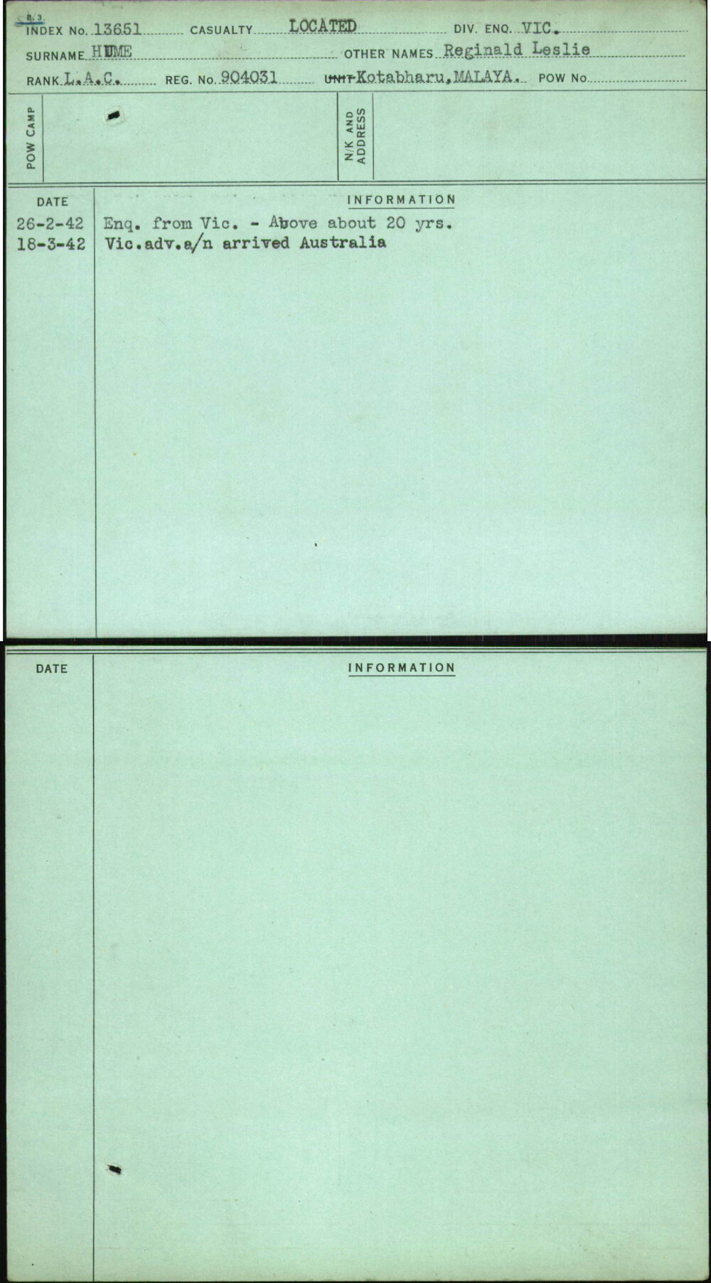 Hume, Reginald Leslie, 904031