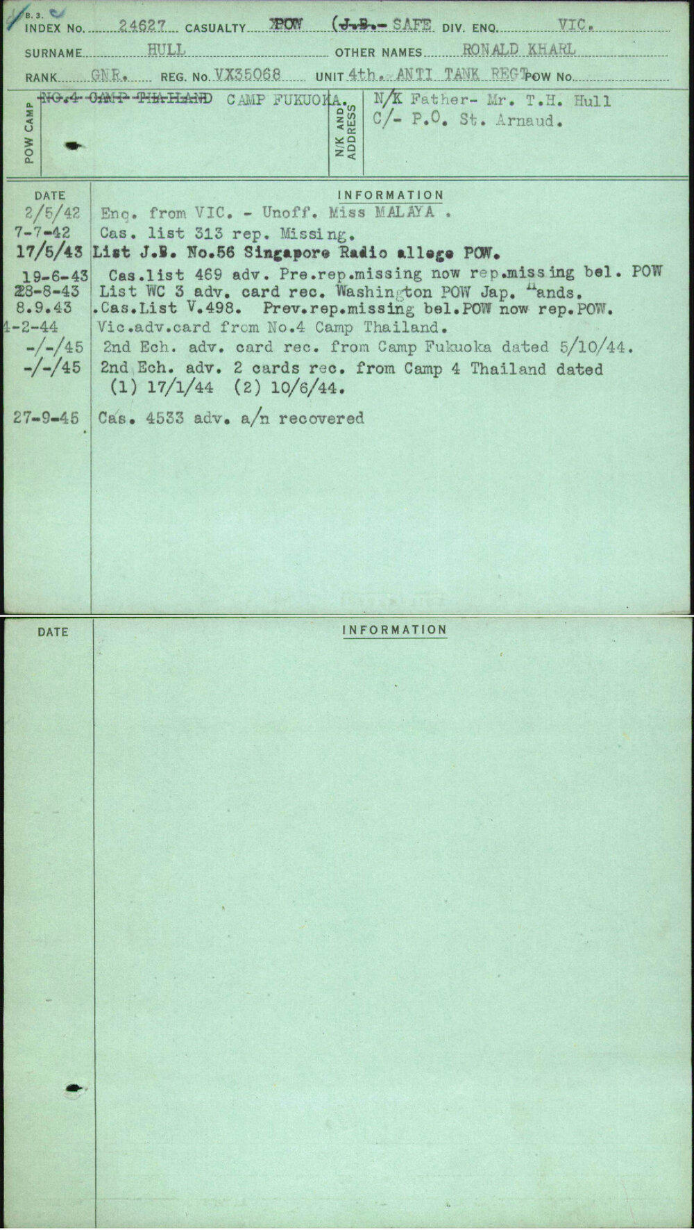 Hull, Ronald Kharl, VX35068