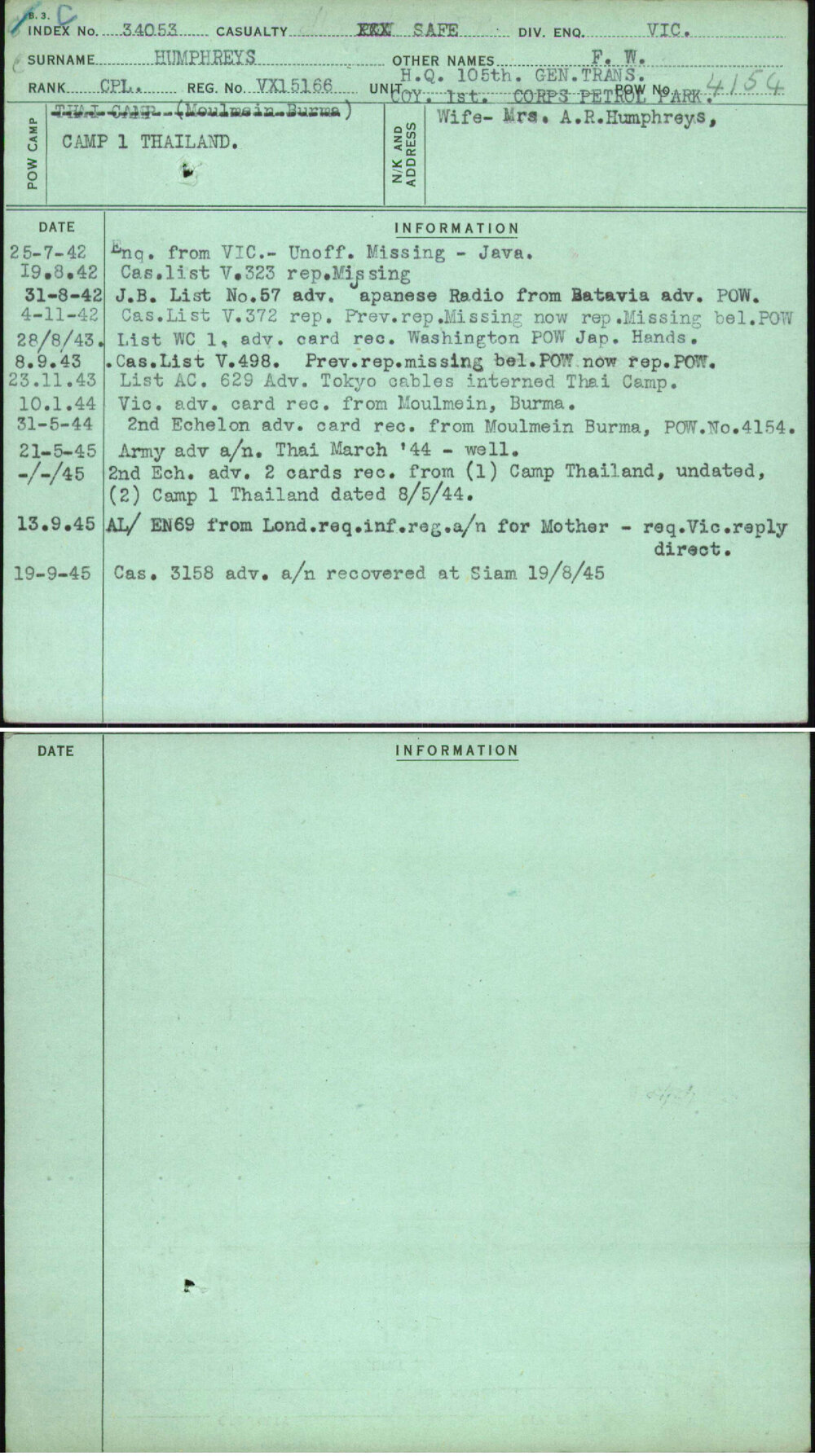 Humphreys, F W, VX15166