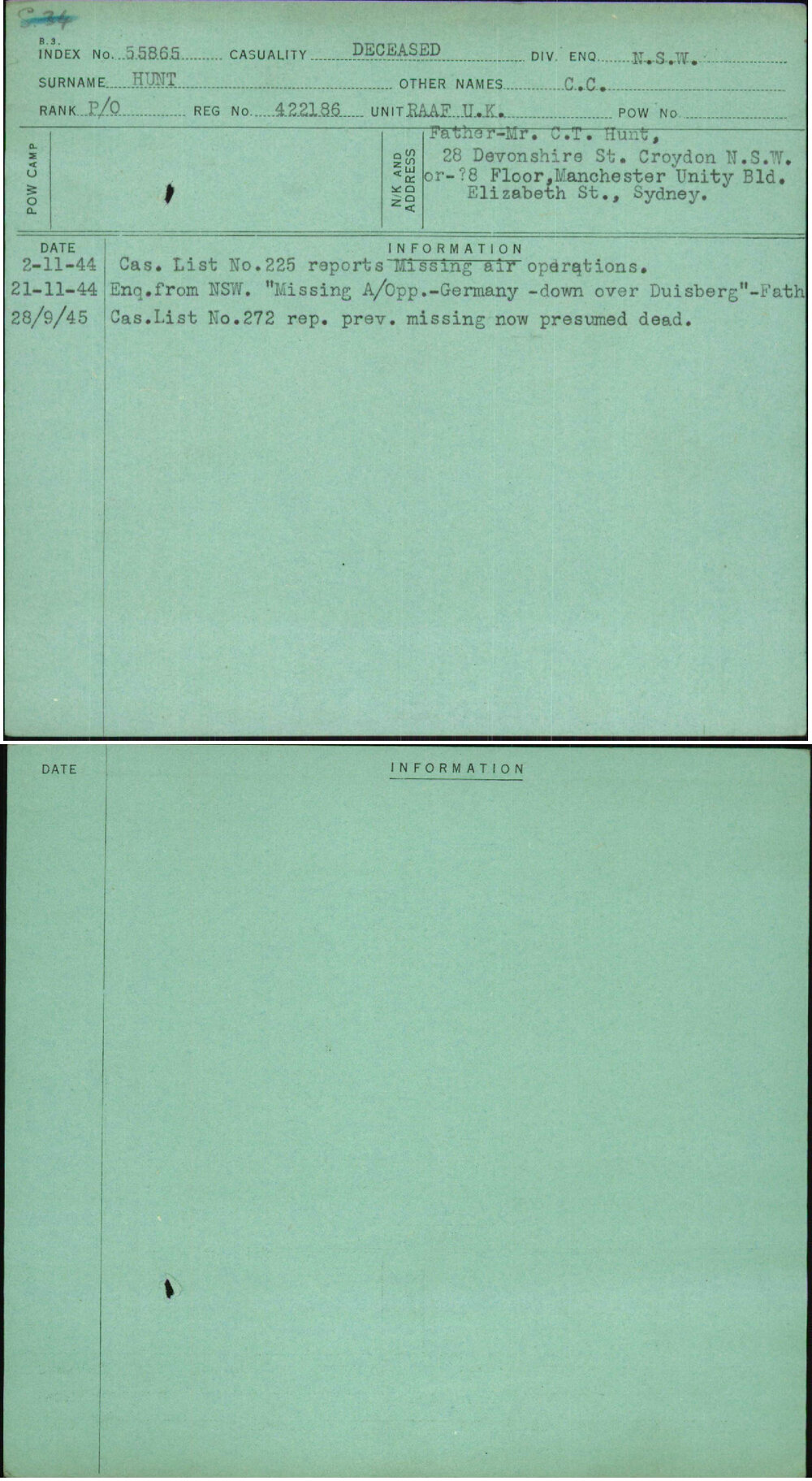 Hunt, C C, 422186