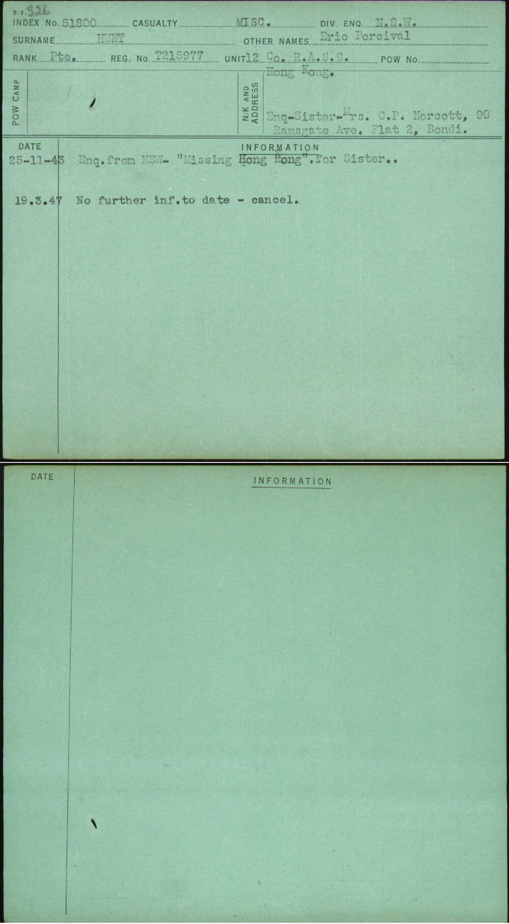 Hunt, Eric Percival, T215977