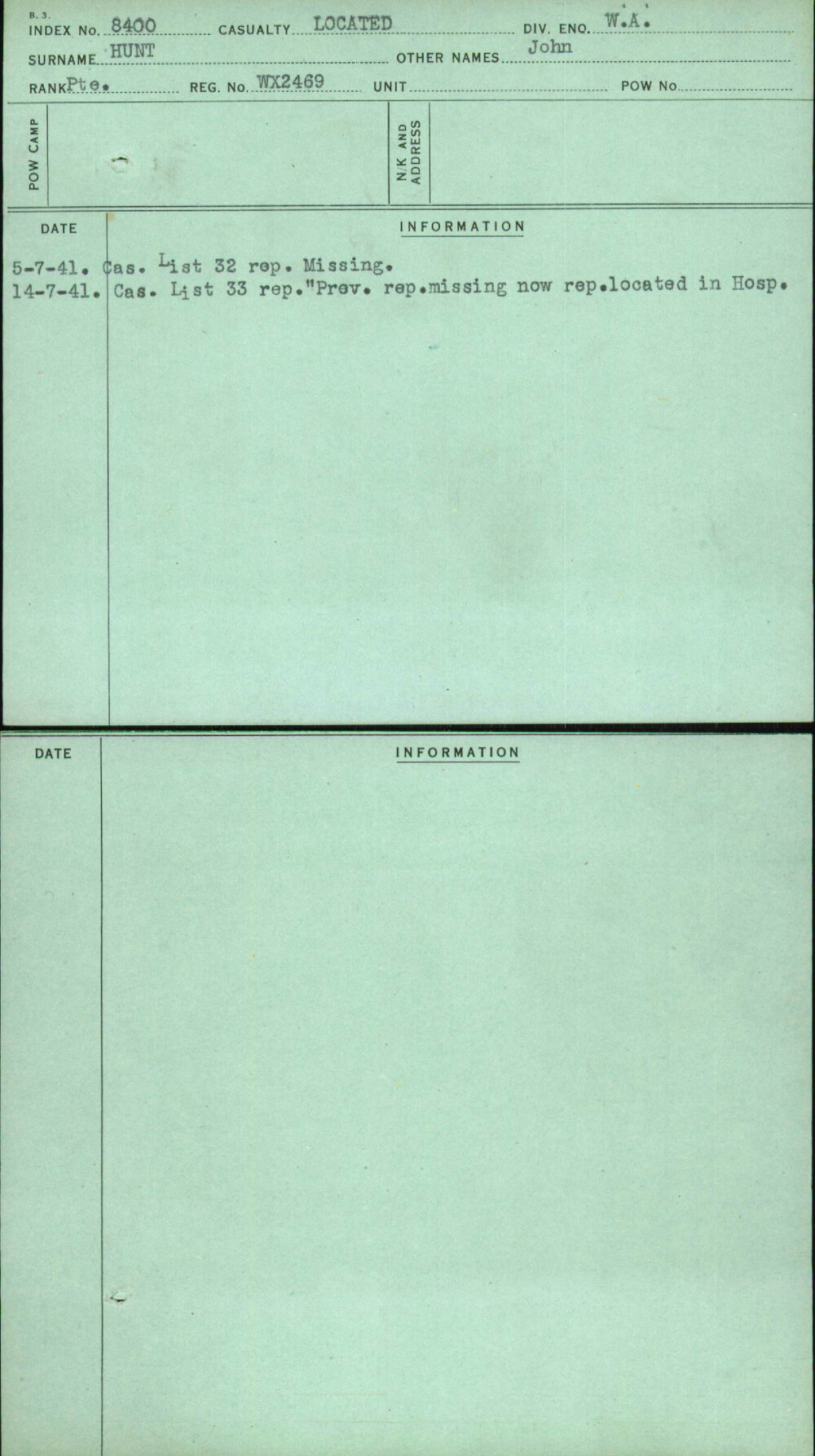 Hunt, John, WX2469