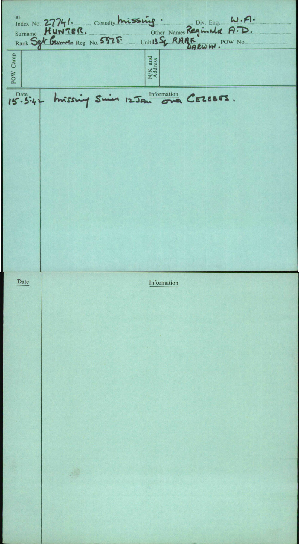 Hunter, Reginald A D, 5928