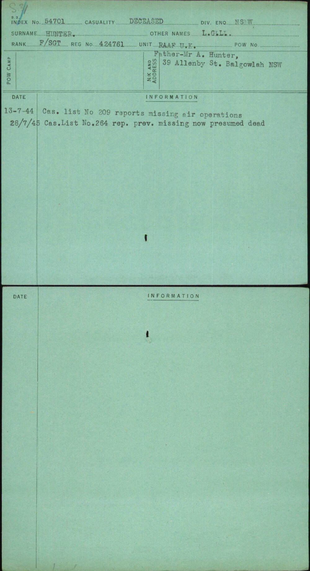 Hunter, L G L, 424761