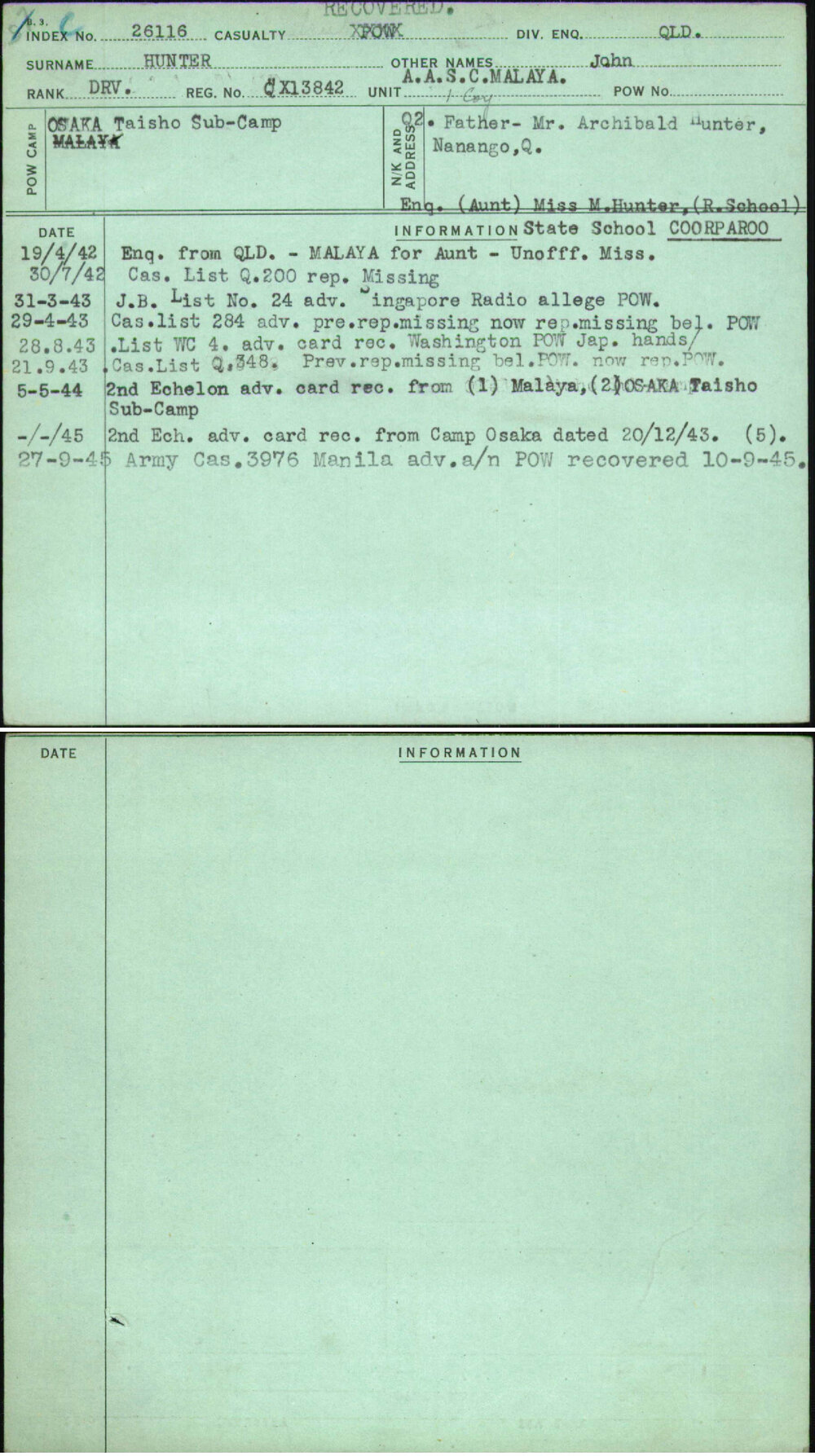 Hunter, John, QX13842