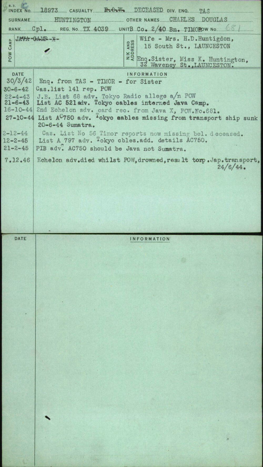 Huntington, Charles Douglas, TX4039