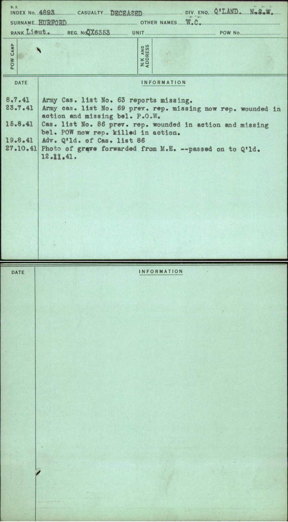 Hurford, W C, QX6353