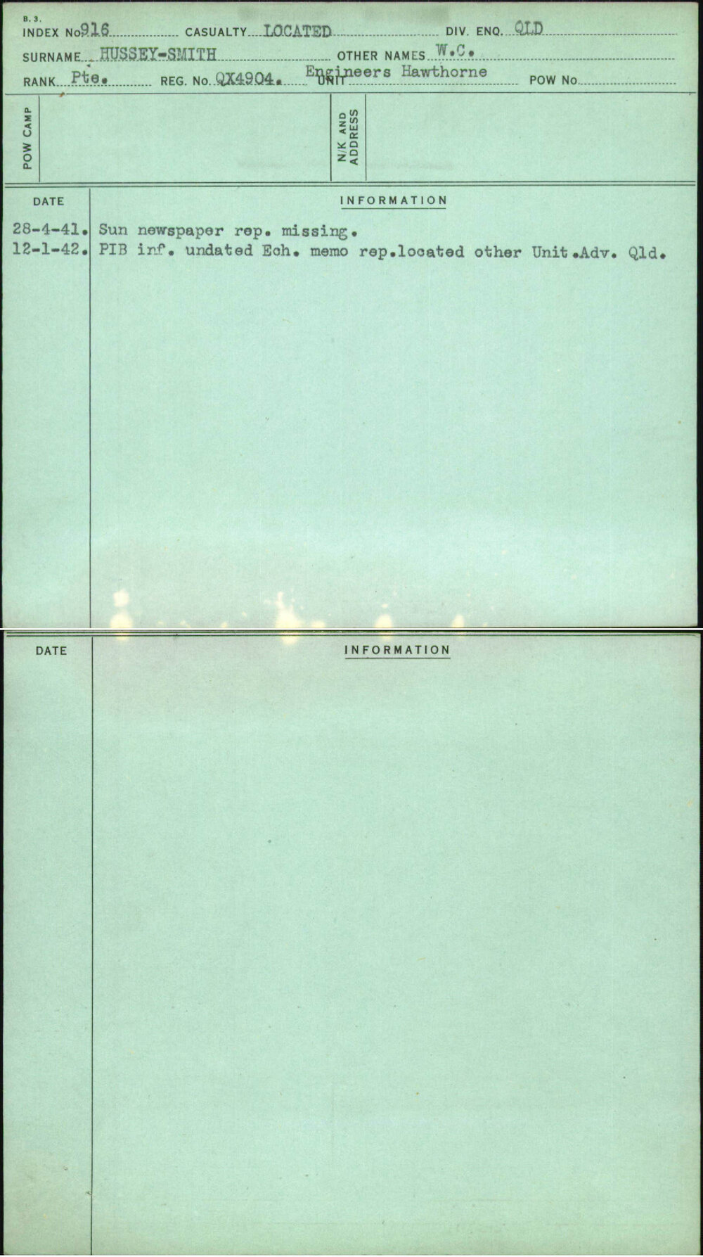 Hussey-Smith, W C, QX4904