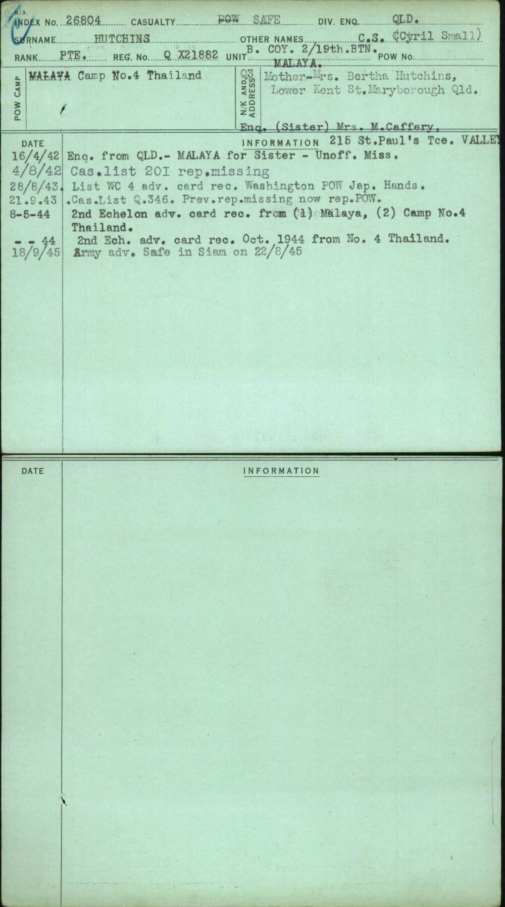 Hutchins, C S (Cyril Small), QX21882