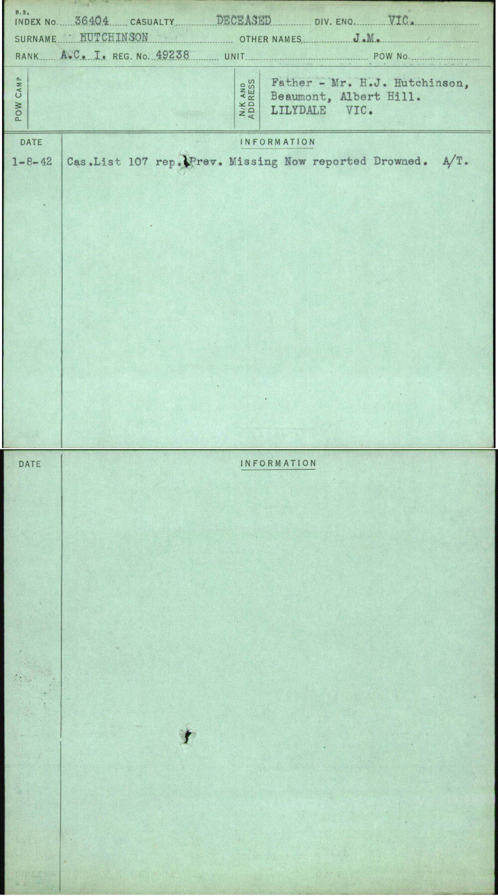 Hutchinson, J M, 49238