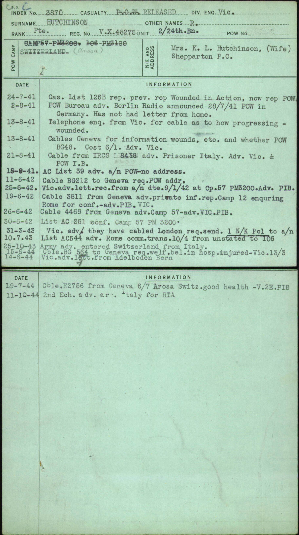 Hutchinson, R, VX48275