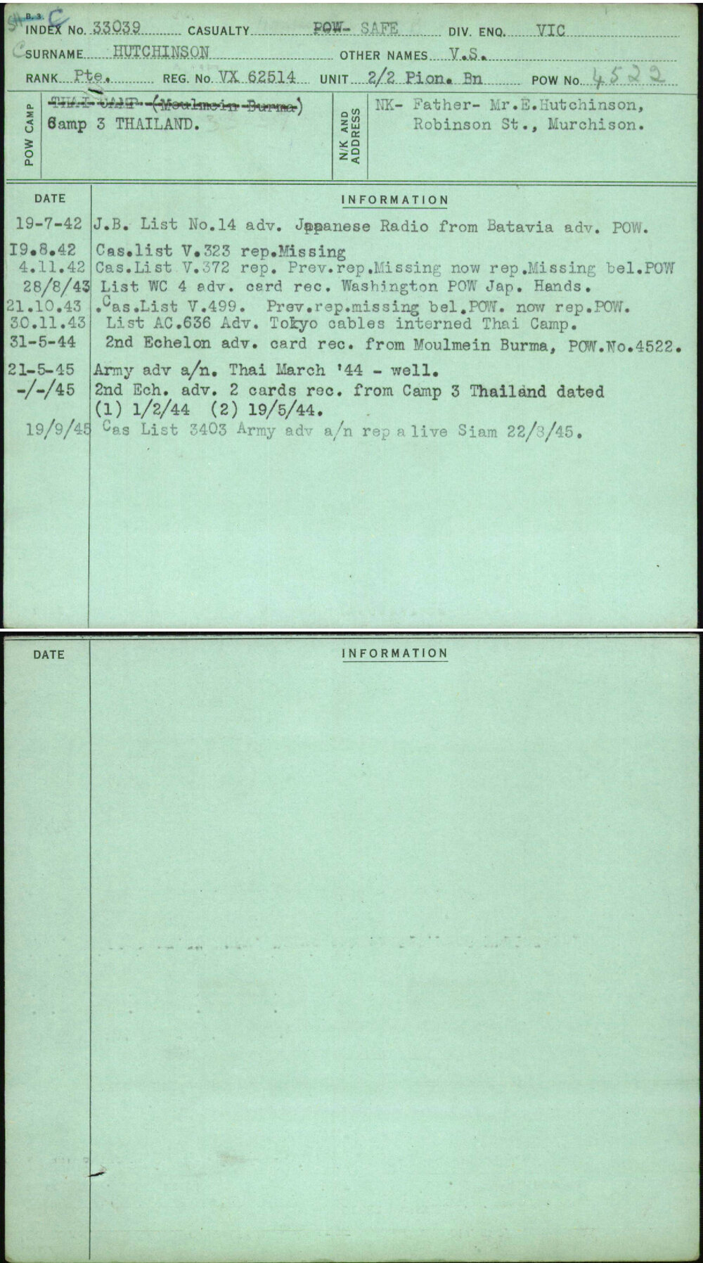 Hutchinson, V S, VX62514