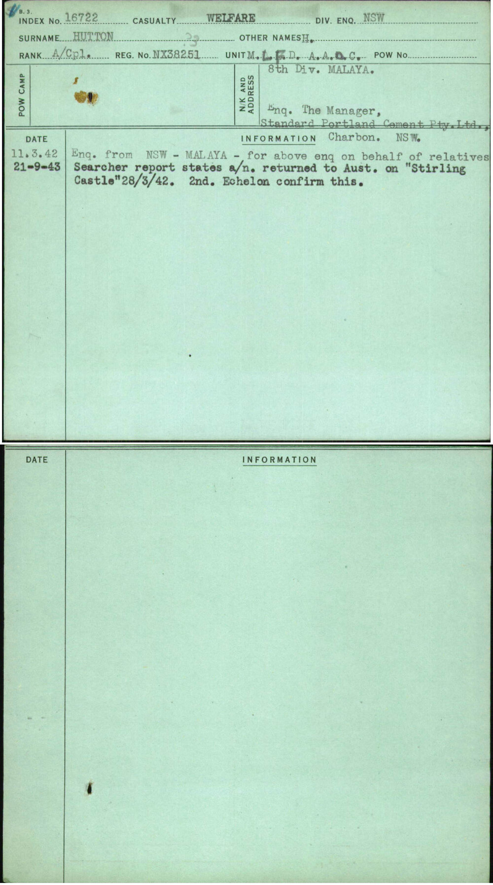 Hutton, [No Given Name], NX38251