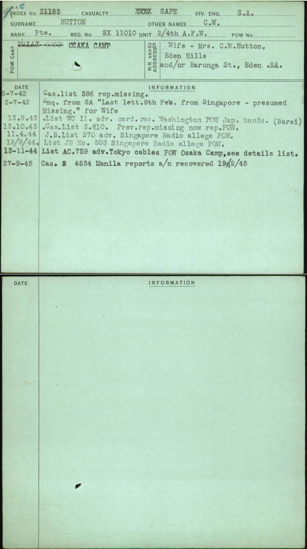 Hutton, C W, SX11010