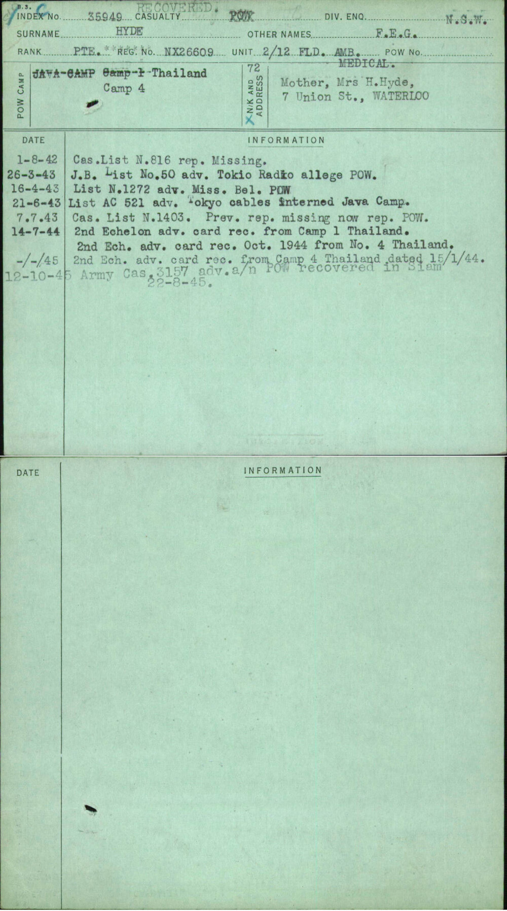 Hyde, F E G, NX26609