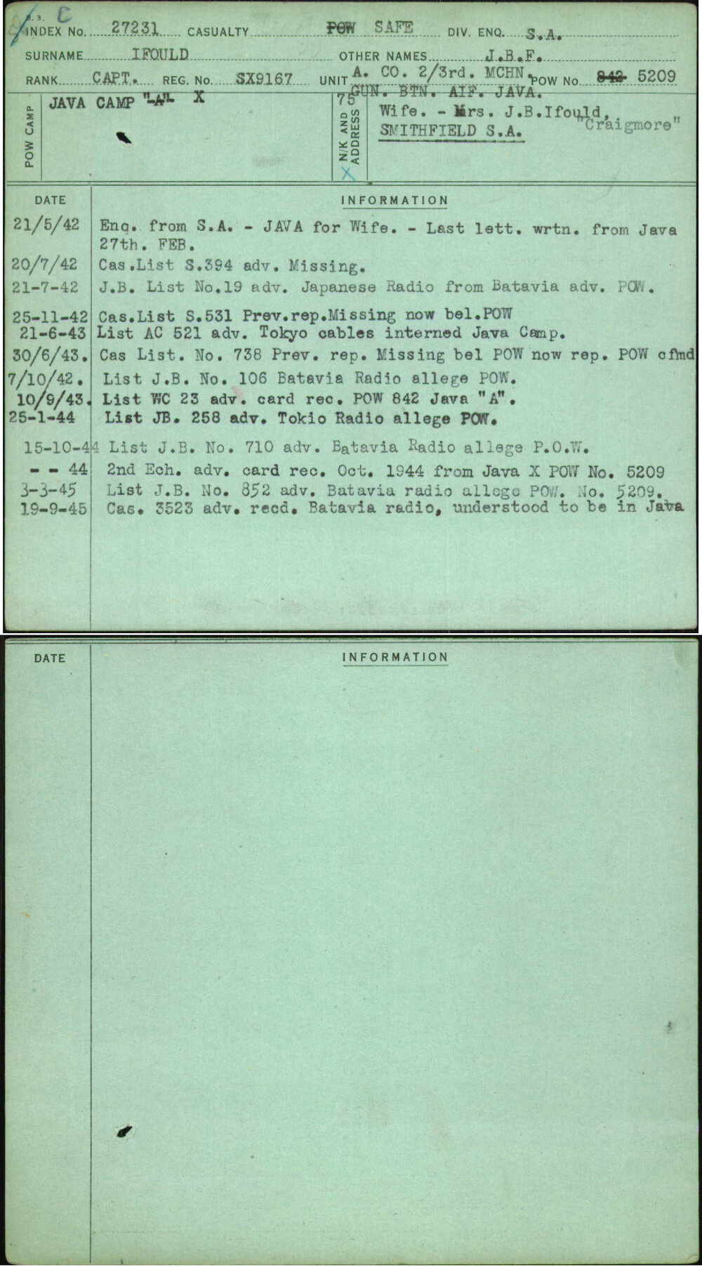 Ifould, J B F, SX9167