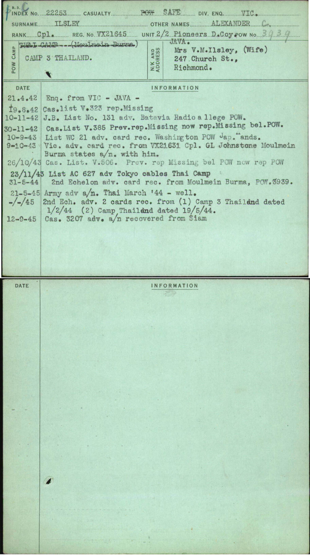 Ilsley, Alexander C, VX21645
