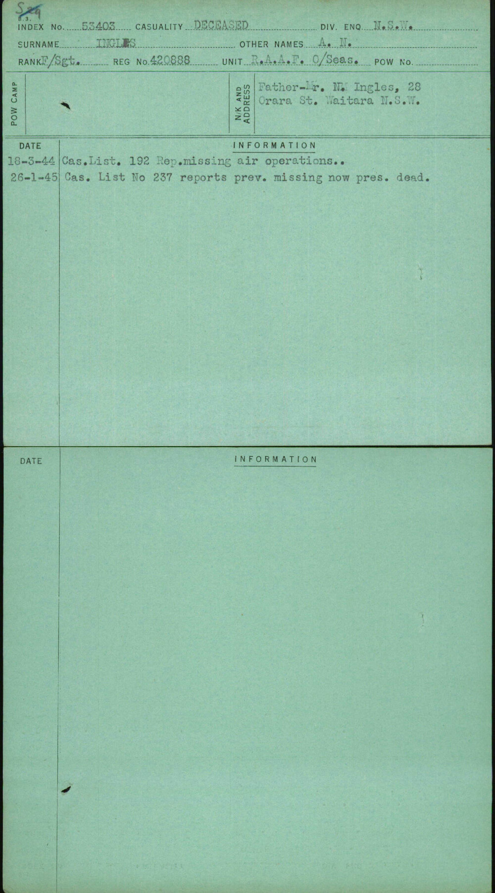 Inglis, A N, 420888