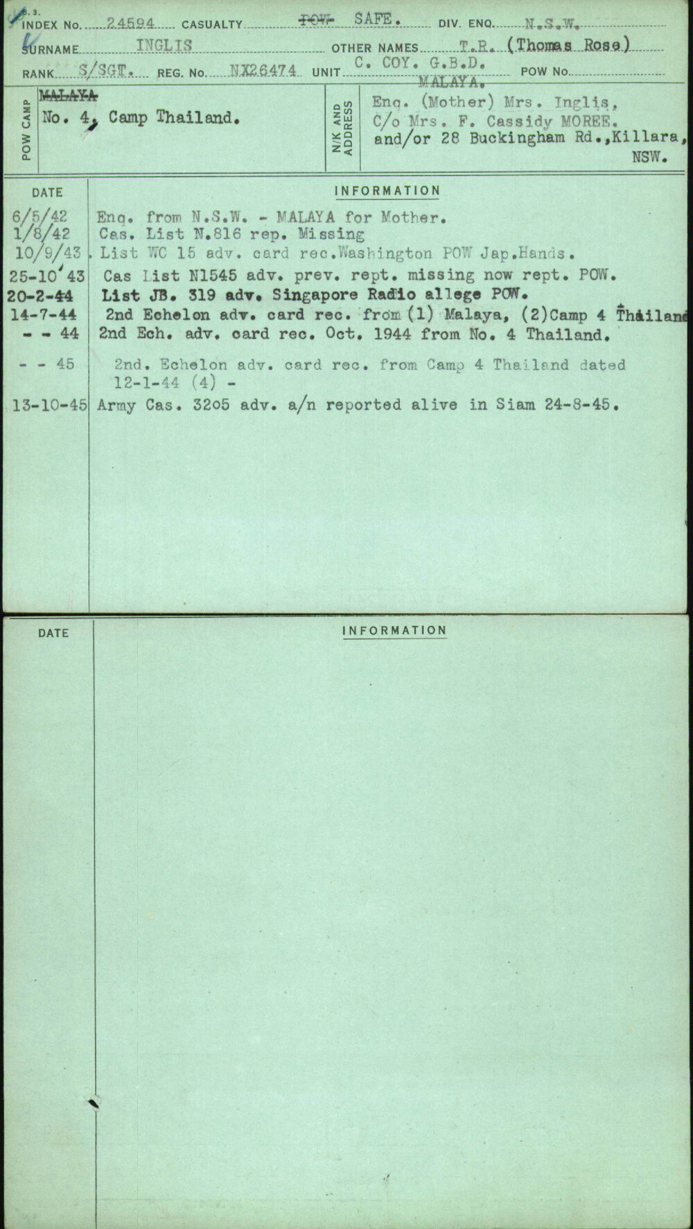 Inglis, T R (Thomas Rose), NX26474