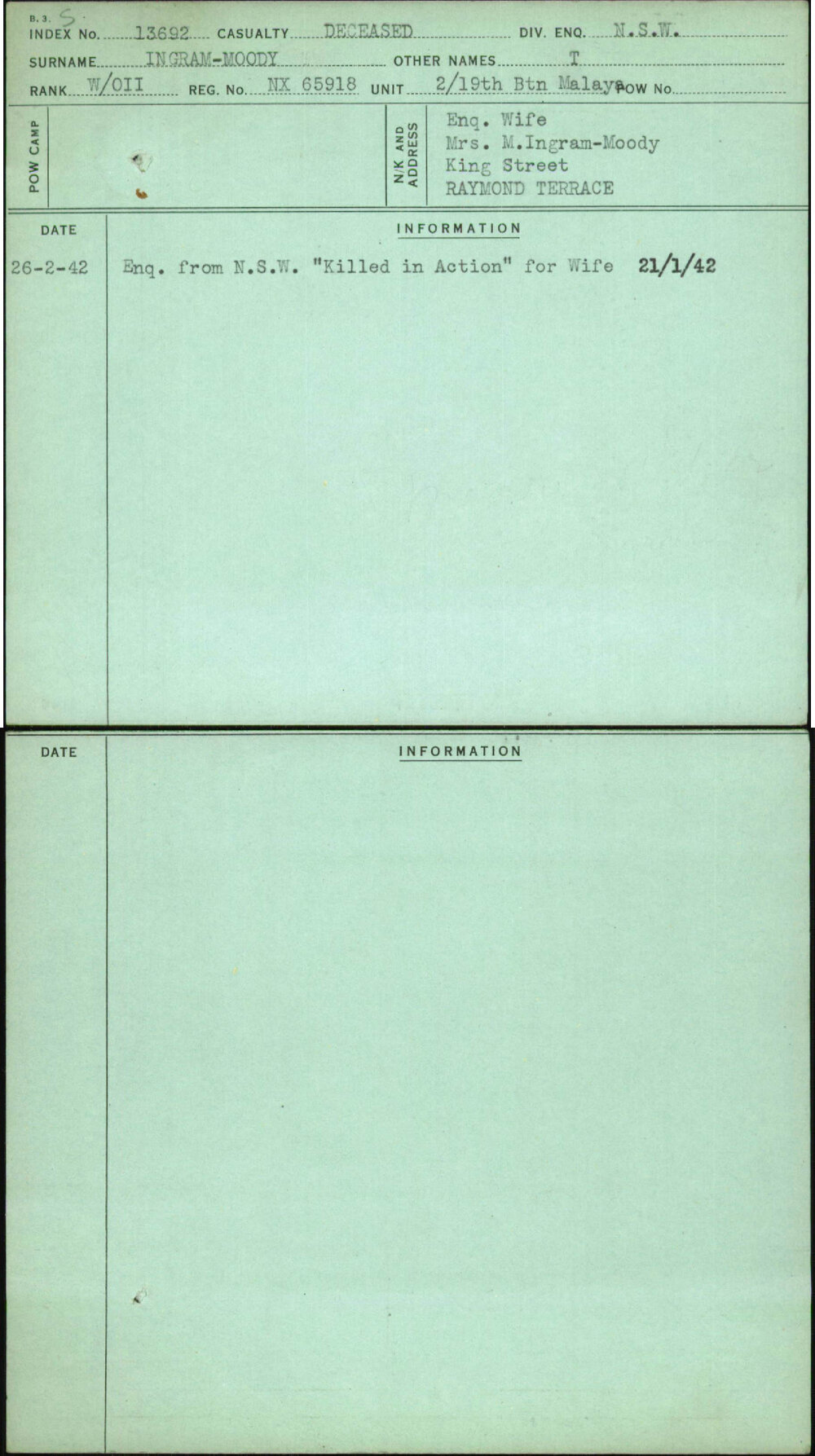 Ingram-Moody, T, NX65918