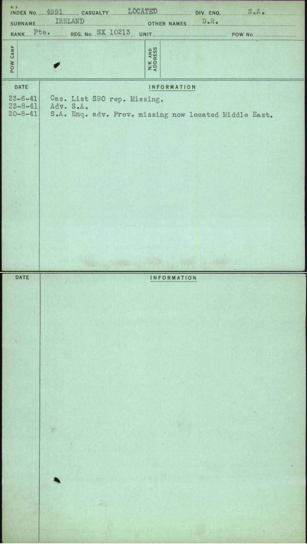 Ireland, D R, SX10213