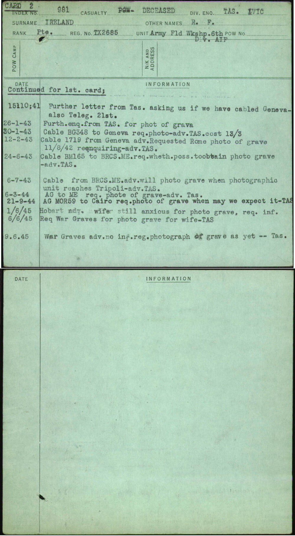 Ireland, R F, TX2685