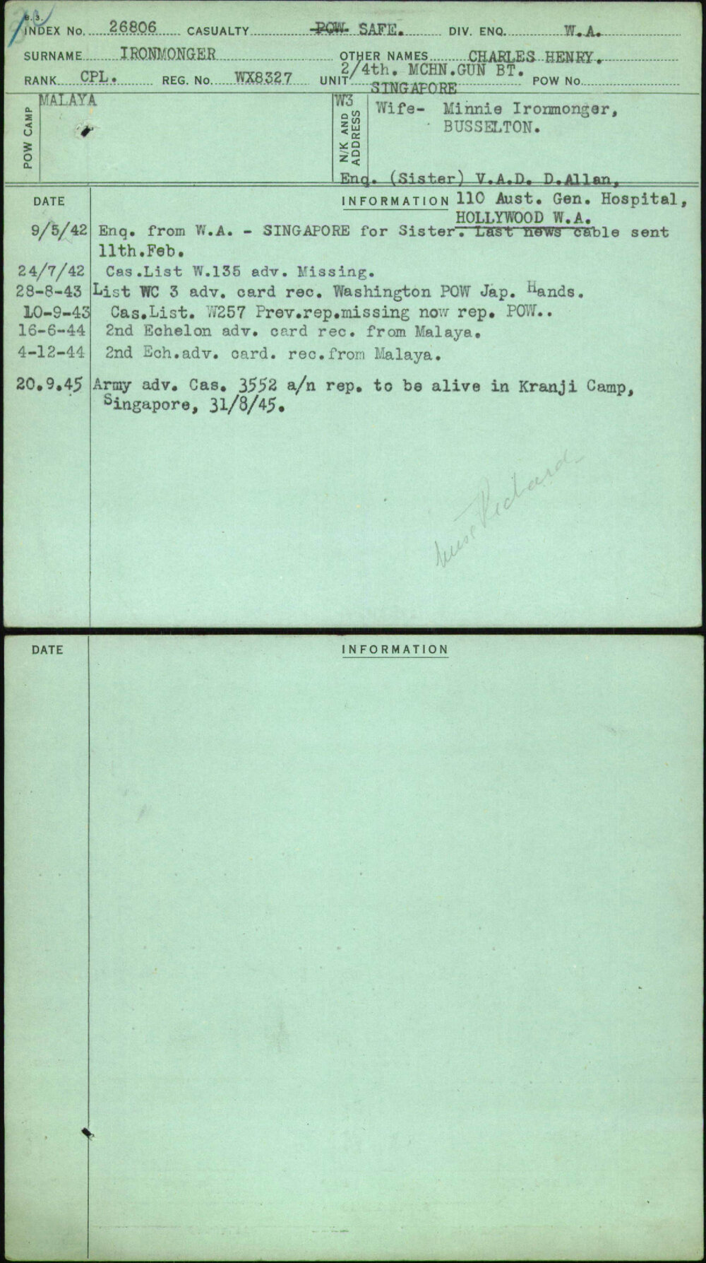 Ironmonger, Charles Henry, WX8327