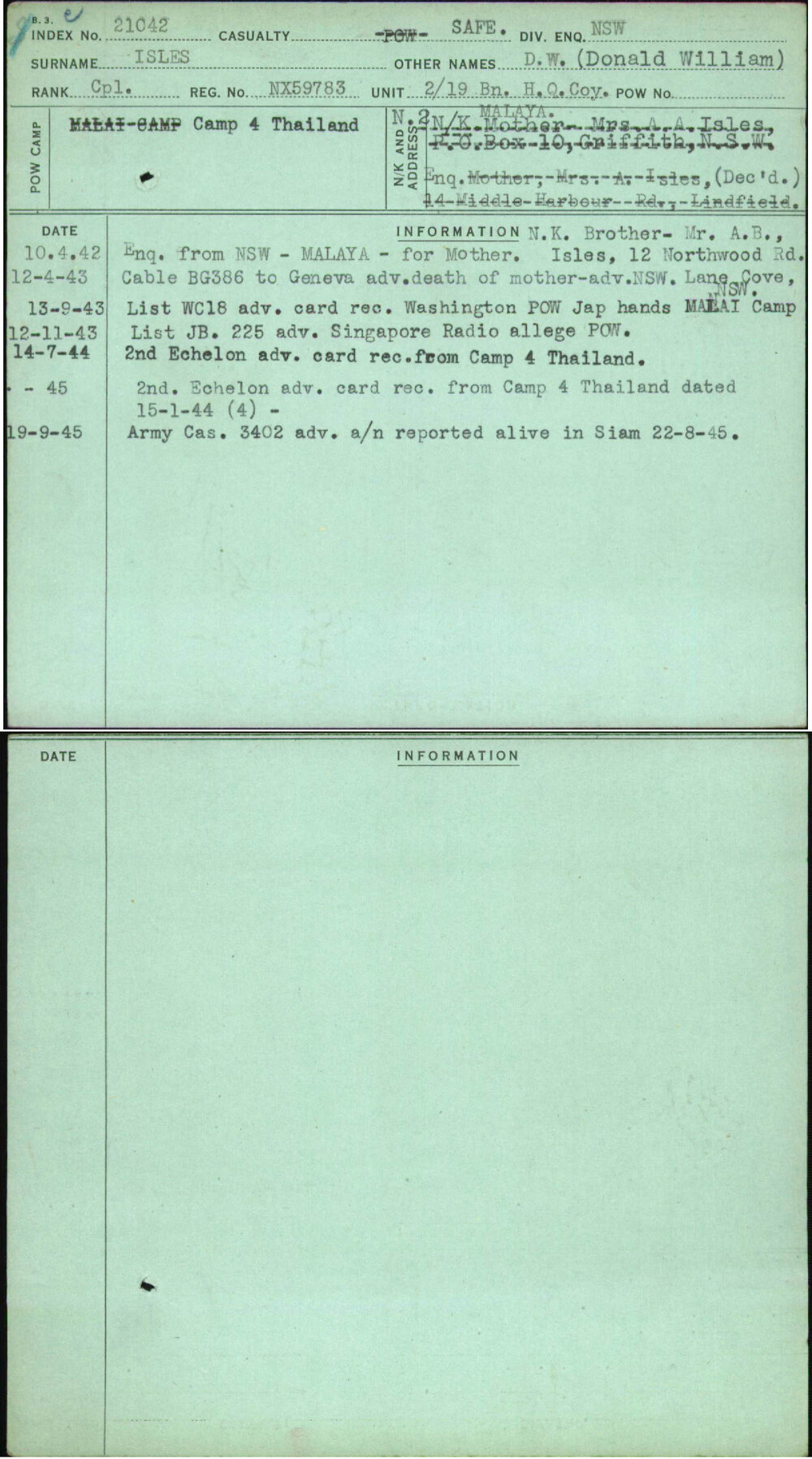 Isles, D W (Donald William), NX59783