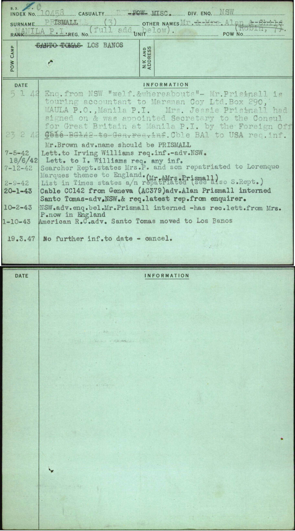 Ismall (3), Mr Alan, [No Service Number]