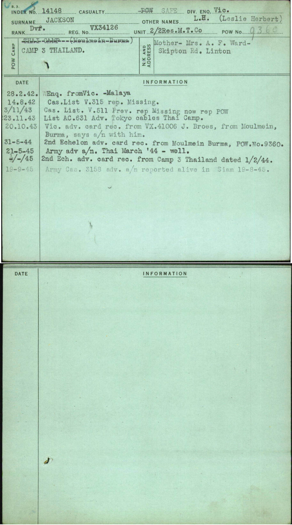 Jackson, L H (Leslie Herbert), VX34126